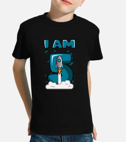 I am year old 5th birthday boy space kids t-shirt tostadora