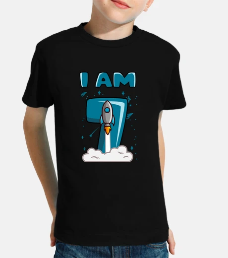 Children's i am 7 year old 7th birthday boy space