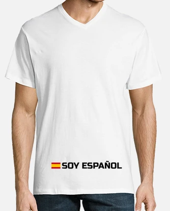 i am spanish man short sleeve v neck closed white