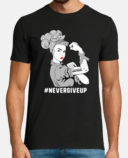 Tee-shirt I Am Stronger Than Brain Cancer Glioblastoma Awareness Strong Woman Grey Ribbon Never Give Up Warrio