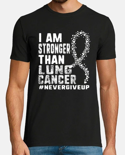 Tee-shirt I Am Stronger Than Lung Cancer Awareness Heart White Ribbon Warrior Family Support Gift 