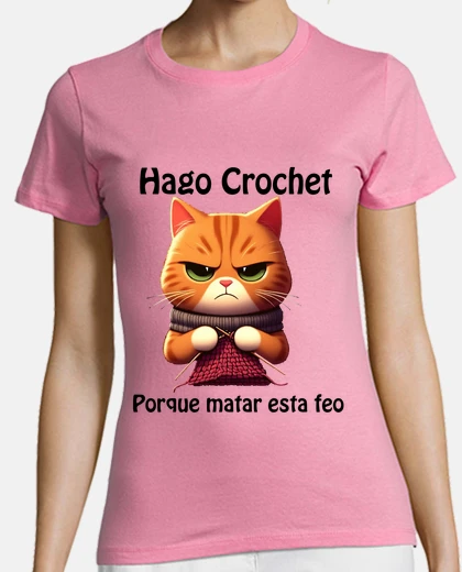 T-shirt I crochet - black letters