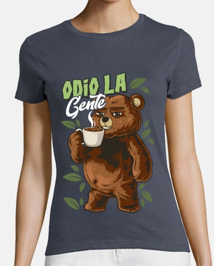 Playera i hate people bear morning and coffee