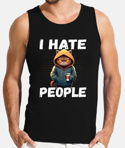 Tee-shirt I Hate People Chat   Cafe Cat