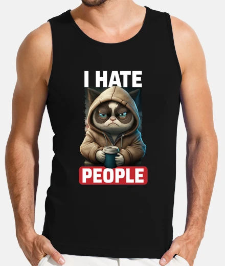 Tee-shirt I Hate People Chat   Cafe Cat
