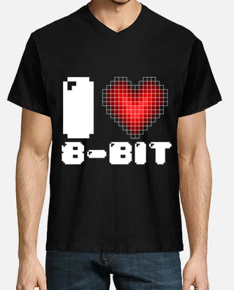 I love 8 bit heart pixel technology t shirt tostadora