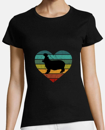 Playera i love hippos retro heart