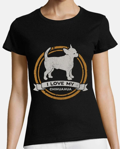 T-shirt i love i miei cani razza cucciolo di chihuahua