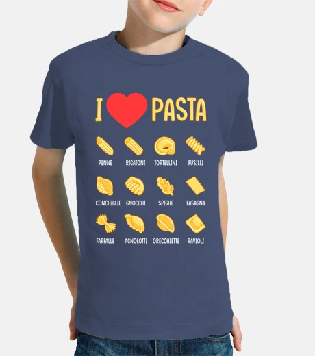 Abbigliamento i love i tipi di pasta, il cibo, amore cucinare l&#39;italia in inglese
