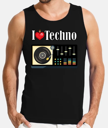 T-shirt i love il bordo nero techno