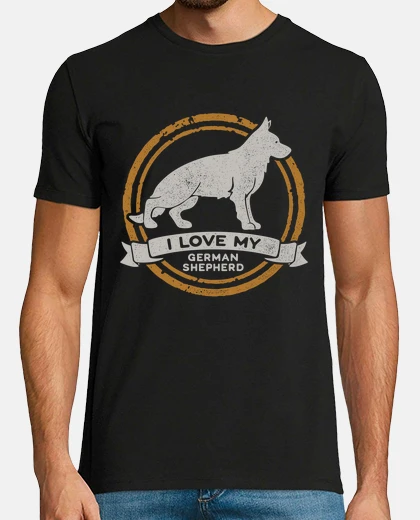 T-shirt i love il mio cane razza pastore german , i pastori tedeschi