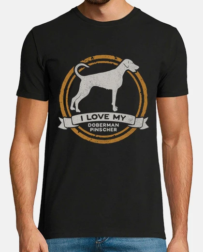 Tee-shirt i love mon cadeau de chien de race doberman pinscher animaux chiens