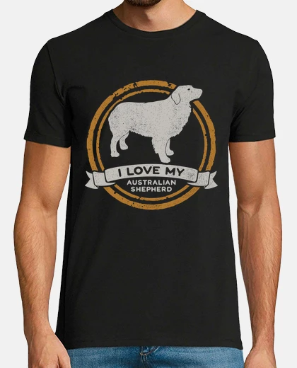 Tee-shirt i love mon chien de race berger australien berger australien