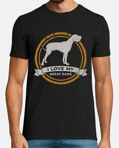 Tee-shirt i love mon chien de race dogue allemand dogue allemand animaux chiens