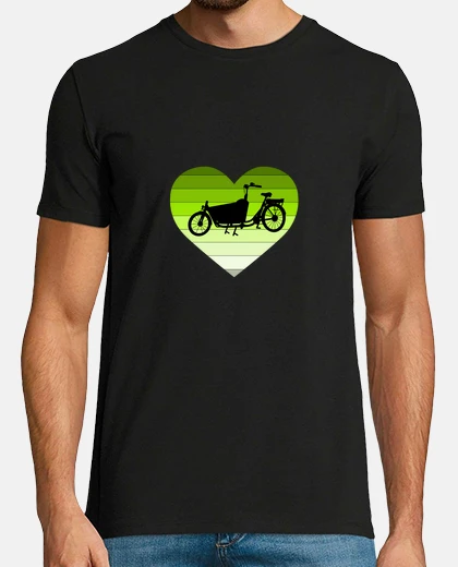 T-shirt I Love My Cargo Bike Green Retro Heart
