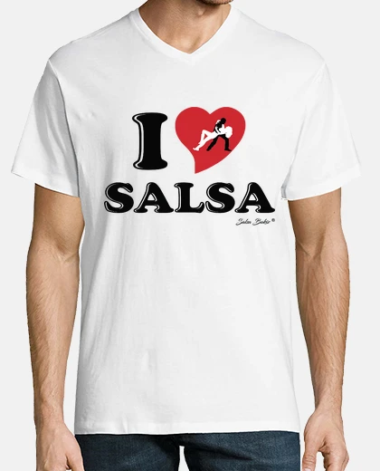 Tee-shirt i love salsa noir col V