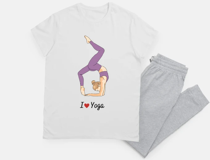 Pajama i love yoga - practitioner of inverted 