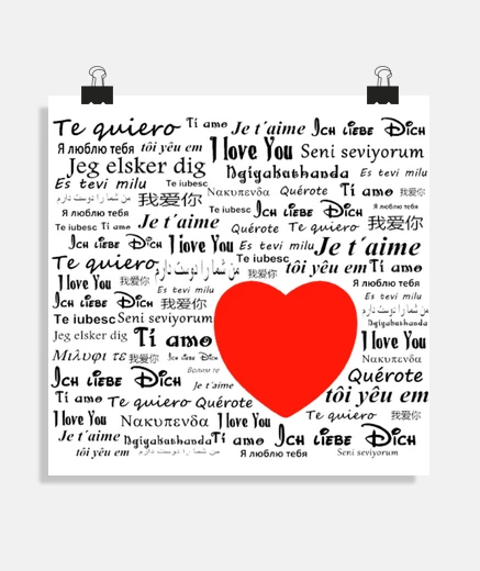 Poster i love you in all languages world poster decoration