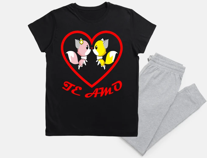 Pajama I love you with red letters and a heart