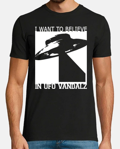 T-shirt i want to believe in ufo vandalz guy - black