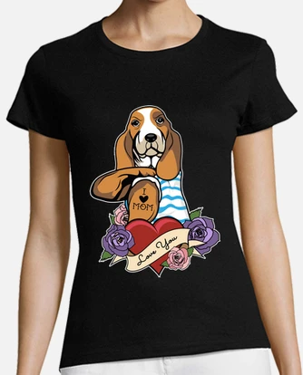 I love mom tattoo i basset hound mom t shirt tostadora