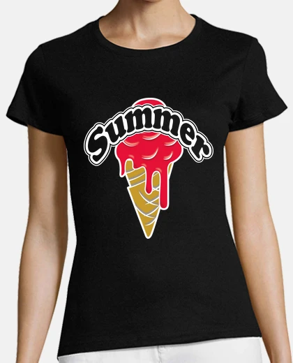 Playera ice cream waffle red summer byn