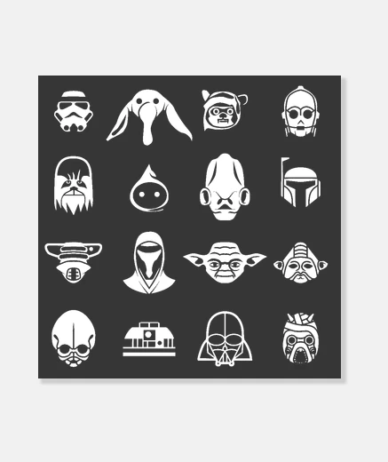 Stampa icone stella wars (sfondo scuro)