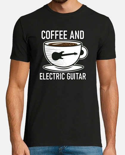 T-shirt idea regalo divertente per musicista coffee e chitarra elettrica