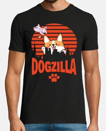 Tee-shirt idee cadeau design drole chien dogzilla