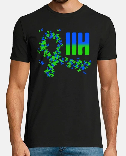 Tee-shirt IIH Pseudotumor Cerebri Butterfly  Lover Idiopathic Intracranial Hypertension Awareness Green Blue R