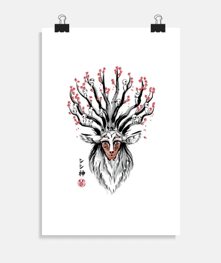 Poster il dio cervo sumi-e