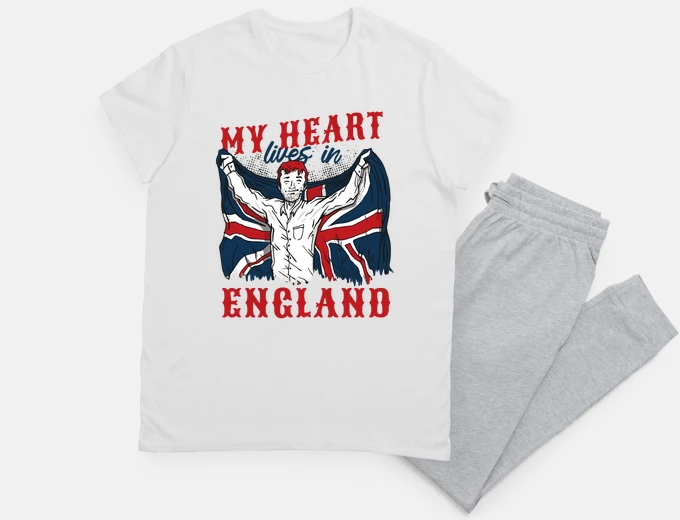 Pigiama il mio cuore vive con l&#39;inghilterra, bandiera del tifoso inglese.