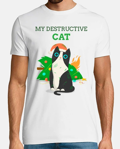 T-shirt il mio gatto distruttivo - il gatto distruttivo di natale