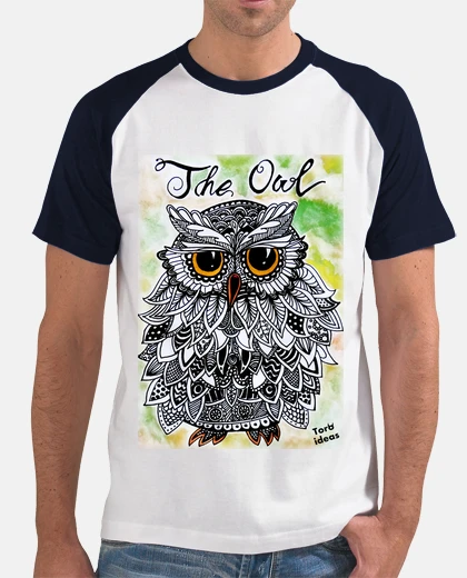 T-shirt il owl - uomo, baseball, lo stile bianca e blu navy