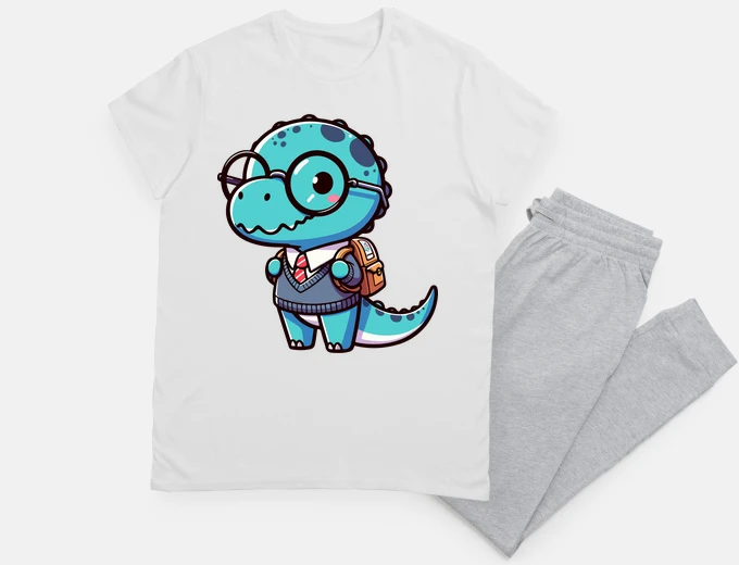 Pigiama il tirannosauro kawaii va a scuola