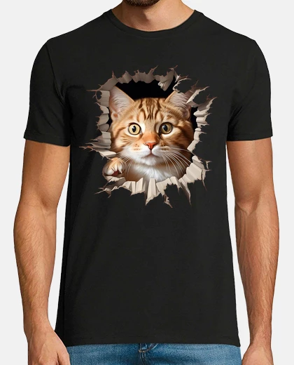 T-shirt Illusione trompe loeil di gatto umorist