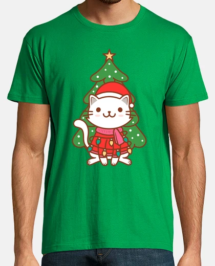 Tee-shirt illustration mignonne de chat de Noël
