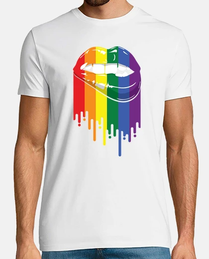 T-shirt illustrazione di lipbite retrò lesbica bisessuale carino arcobaleni lgbtqa grafica uomo donna maglie