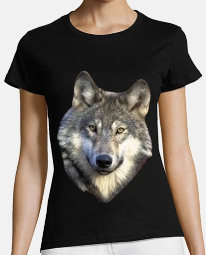 T-shirt immagine fotografica realistica del lupo con collo a v