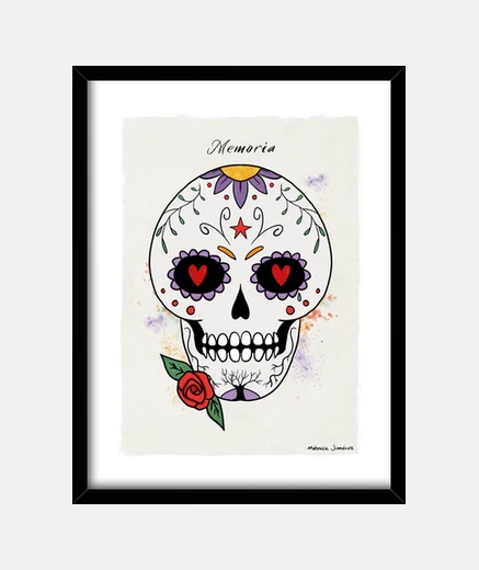 Quadro immagine illustrazione teschio messicano memoria m