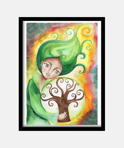 Quadro immagine in legno nera stampa spirito della terra