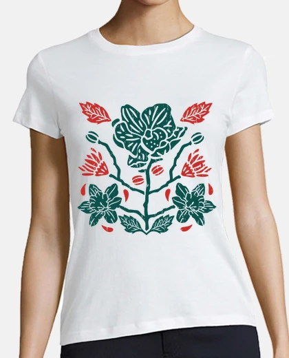 T-shirt incisione di fiori
