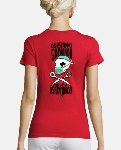 Tee-shirt infirmières, manches courtes, rouge, coton biologique