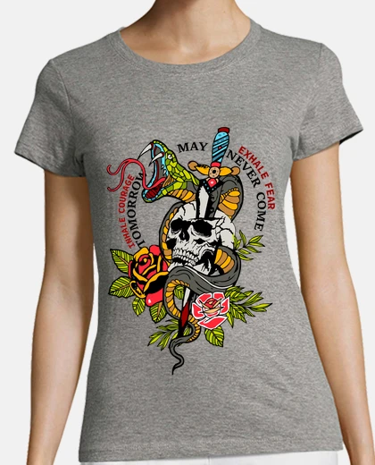 Tee-shirt inhale courage exhale fear tete de mort