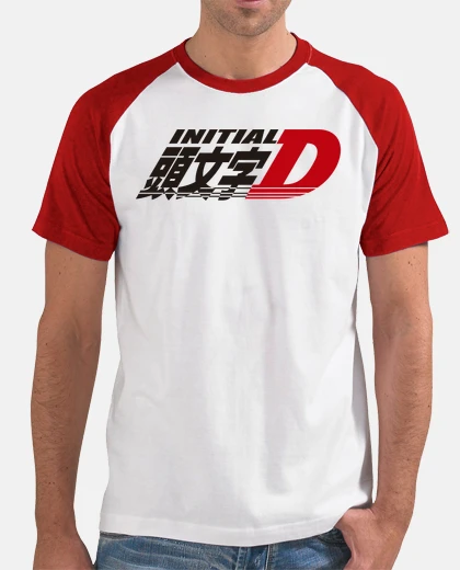 Camiseta Initial D, manga corta, blanca y rojo