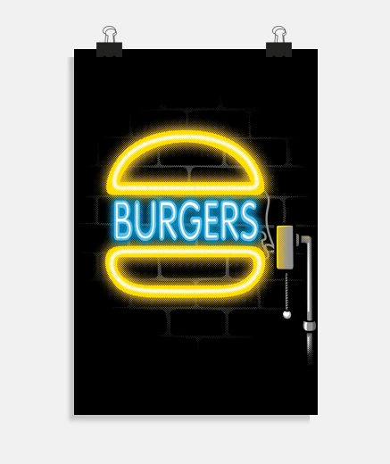 Poster insegna luminosa dell39hamburger