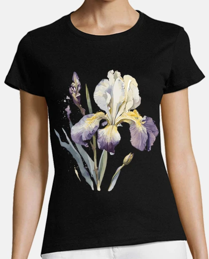 T-shirt iris viola viola giallo vintage retrò boho chic