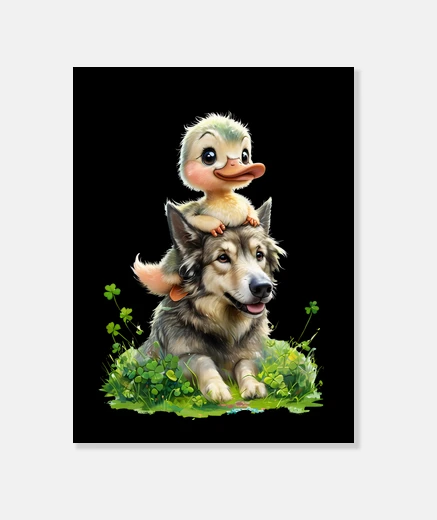 Wall Irish Duo Duckling and Wolfhound