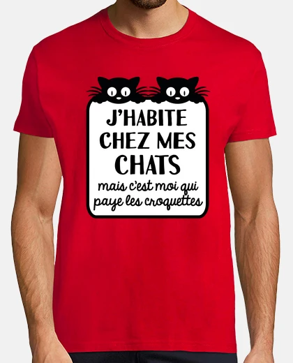 Tee-shirt J habite chez mes chats humour
