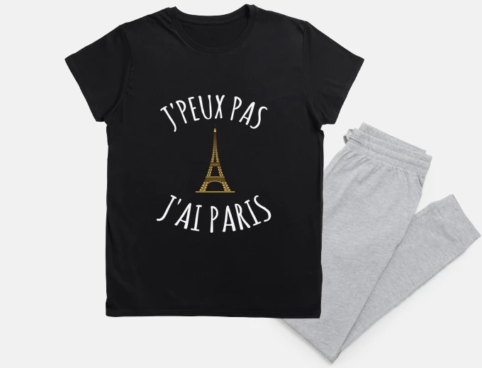 Pyjama j peux pas j ai Paris , tour eiffel, luxe parisien,